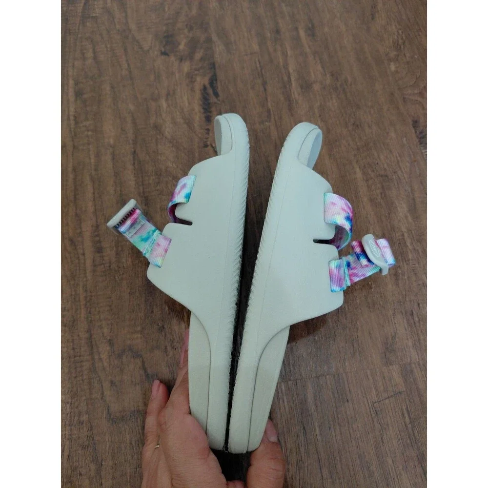 Chaco Chillos Sandals Slides Pink Blue Green Yellow Tye Dye Girls Youth Size 4